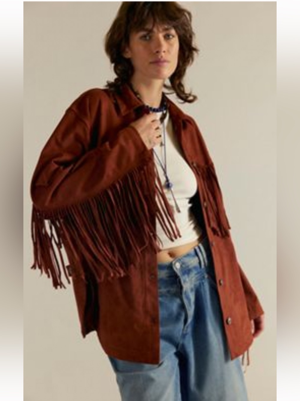 We The Free Fringe Out Vegan Suede Jacket NWT